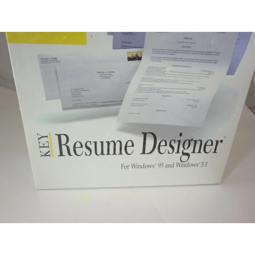 SoftKey Key Resume Designer (PC, 1996) Windows 95 and 3.1 - Factory Sealed & New